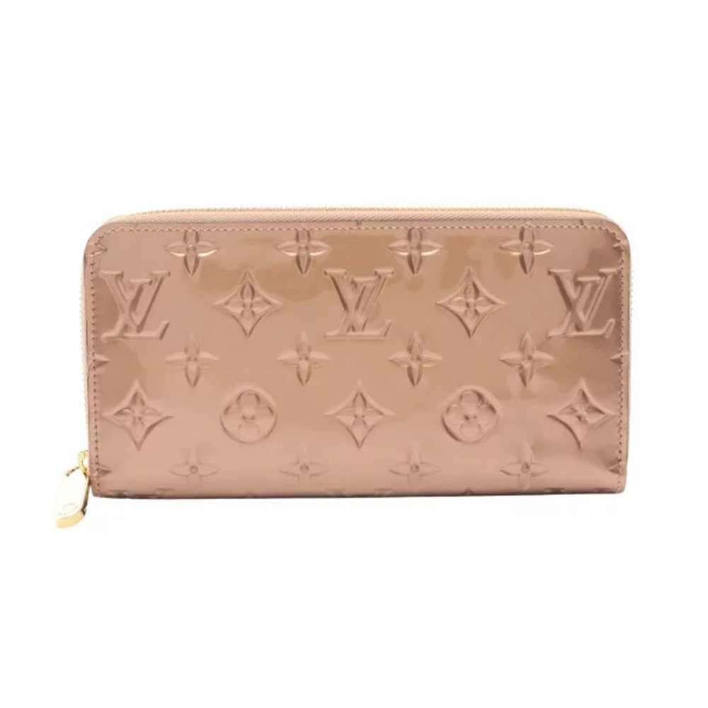Louis Vuitton Zippy Wallet LV Round Long Canvas Monogram Miroir Copper Silver